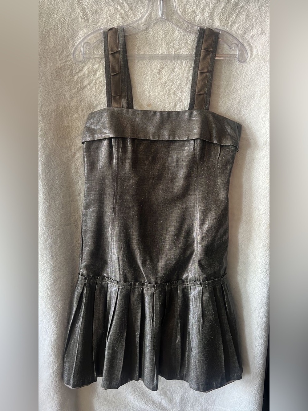 Bimba Y Lola silk Metallic grey mini Dress Pewter Sheen size M